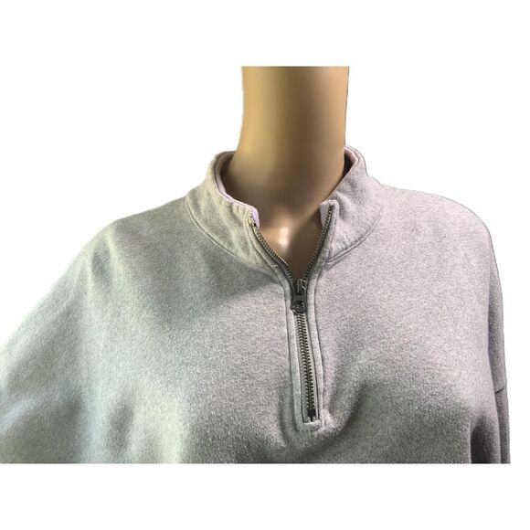 American Eagle Gray Lilac Cropped Quarter Zip Fleece Sweatshirt Size XL - Picture 2 of 12